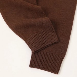 Suéter de cachemira cálido de inverno de manga larga personalizado para mujer, cárdigan de cachemira de punto de cor lisa para damas suaves e de luxo