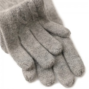ถุงมือแคชเมียร์สตรีถักอบอุ่นหนาและนุ่มในฤดูหนาวพร้อมรูปแบบสายเคเบิล