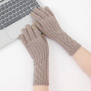 μόδα χειμερινά αξεσουάρ γυναικεία χειμερινά γάντια 100% κασμίρ οθόνη αφής πλεκτά ζεστά γάντια με όλο το δάχτυλο