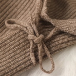 Custom 100% kasjmier bivakmuts winter hoodie hoed borduren logo luxe Mode rib gebreide warme trekkoord beanie voor vrouwen