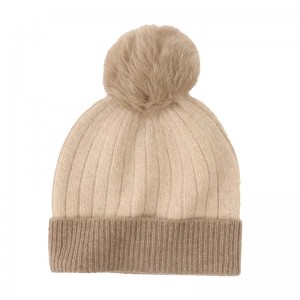 100% kasmir topi musim dingin khusus dipasang wanita wanita gadis rusuk rajutan manset kasmir topi beanie topi