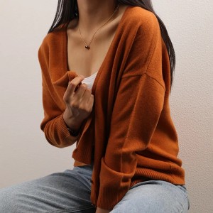kustom 100% kasmir sweater wanita rajutan atasan musim dingin hangat fashion polos rajutan lengan panjang kasmir cardigan pullover