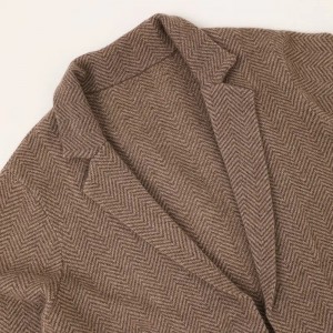 टर्न डाउन कॉलर 100% शुद्ध काश्मिरी कार्डिगन कस्टम हिवाळी हेरिंगबोन महिलांचे कपडे कोट सूट