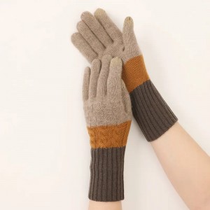 100% cashmere mīkina lima hoʻoilo mitten touch screen cable knitted women men thermal fashion full finger cashmere mīkina lima