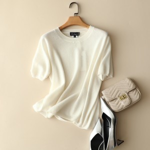 Relax 100% cashmere knitted T shirt for summer and spring