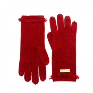 Nowe modne kaszmirowe zwykłe dzianinowe rękawiczki z frędzlami i rękawiczki damskie zimowe ciepłe rękawiczki z ekranem dotykowym