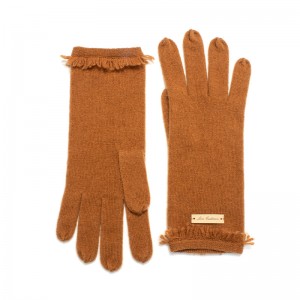 Luvas e guantes de punto liso de cachemira de moda para mulleres Guantes de inverno quentes con pantalla táctil
