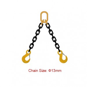 Eslingas de cadea de grao 80 (G80) - Diámetro 13 mm EN 818-4 Eslinga de cadea de dúas patas