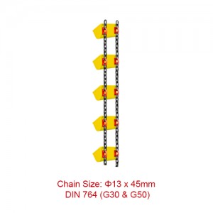 Конвейер һәм элеватор чылбырлары - 13 * 45 мм DIN 764 (G30 & G50) түгәрәк корыч чылбыр.