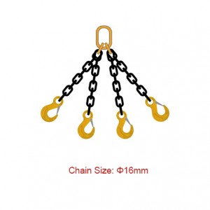 Ibanga lama-80 (G80) Izihlilingi zeChain – Dia 16mm EN 818-4 I-Four Legs Chain Sling