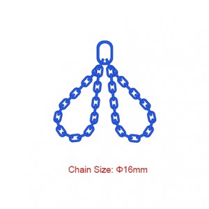 IBanga le-100 (G100) i-Chain Slings-Dia 16mm EN 818-4 Isilingi esingapheliyo Imilenze emibini