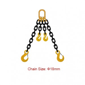 Ite 80 (G80) Slings Chain - Dia 18mm EN 818-4 Ẹsẹ meji Sling Pẹlu Shortener