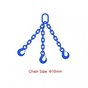 Eslingues de cadena de grau 100 (G100) - Eslinga de cadena de tres potes EN 818-4 de 18 mm de diàmetre