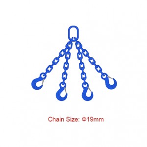 Grade 100 (G100) ჯაჭვის სარტყლები – Dia 19mm EN 818-4 Four Legs Chain Sling