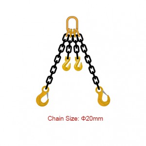 Ite 80 (G80) Slings Chain - Dia 20mm EN 818-4 Ẹsẹ meji Sling Pẹlu Shortener