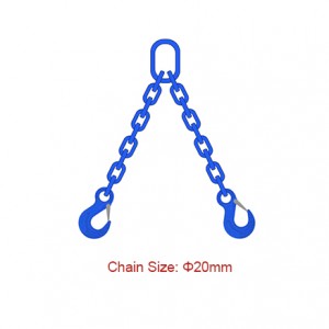 Eslingas de cadea de grao 100 (G100) - Diámetro 20 mm EN 818-4 Eslinga de cadea de dúas patas