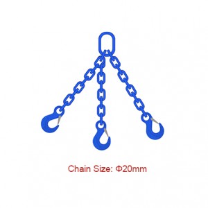 Kelas 100 (G100) Chain Sling - Diaméter 20mm EN 818-4 Tilu Suku Chain Sling