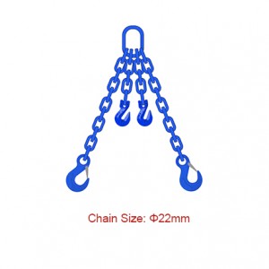 Eslingas de cadea de grao 100 (G100) - Diámetro 22 mm EN 818-4 Eslinga de dúas patas con acortador
