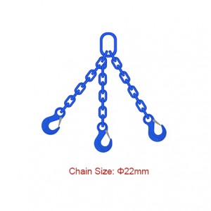 Клас 100 (G100) ланцуговыя стропы – дыяметр 22 мм EN 818-4 Тры ножкі ланцуговыя стропы