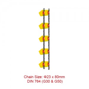 Chaînes de convoyeur et d'élévateur - Chaîne à maillons ronds en acier DIN 764 (G30 et G50) de 23 * 80 mm