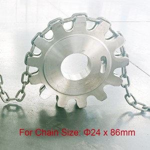ʻO nā Sprocket Chain Link Round - no 24 * 86mm Round Link Chain Bucket Elevator / Scraper Conveyor