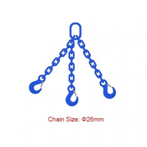 Eslingues de cadena de grau 100 (G100) - Eslinga de cadena de tres potes EN 818-4 de 26 mm de diàmetre