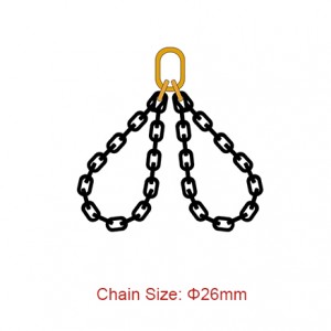 Grade 80 (G80) Chain Slings – Dia 26mm EN 818-4 Walang katapusang Sling Dalawang binti