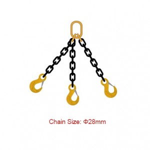 Eslingas de cadena de grado 80 (G80) – Diámetro 28 mm EN 818-4 Eslinga de cadena de tres ramales