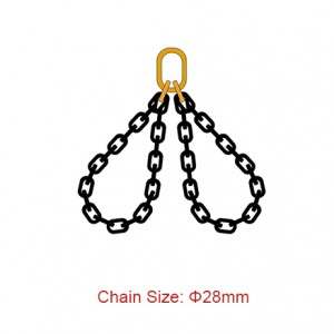 Brache a catena di grado 80 (G80) – Dia 28 mm EN 818-4 Imbragatura senza fine a due gambe