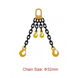 Grade 80 (G80) Chain Slings - Dia 32mm EN 818-4 tongotra roa miaraka amin'ny fanafohezana