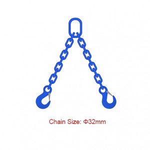 Slingên zincîra pola 100 (G100) - Dia 32mm EN 818-4 Du Legs Chain Sling