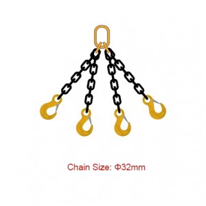 IBanga lama-80 (G80) Izilingi zeChayini – iDia 32mm EN 818-4 iLegs Four Chain Sling