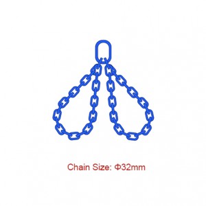Ọkwa 100 (G100) Chain Slings - Dia 32mm EN 818-4 Sling abụọ na-adịghị agwụ agwụ