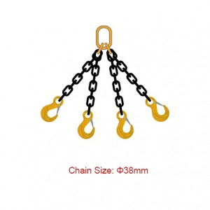 Brache di catena di grado 80 (G80) – Diametro 38 mm EN 818-4 Brache di catena a quattro bracci