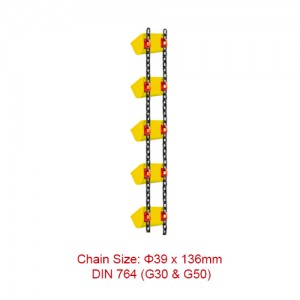 Конвейерные и элеваторные цепи — круглая стальная цепь 39*136 мм DIN 764 (G30 и G50)