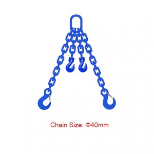 Ite 100 (G100) Slings Chain Slings – Dia 40mm EN 818-4 Ẹsẹ Meji Sling Pẹlu Shortener