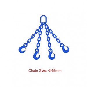 Mophato wa 100 (G100) Mehala ya Chain – Dia 45mm EN 818-4 Four Legs Chain Sling
