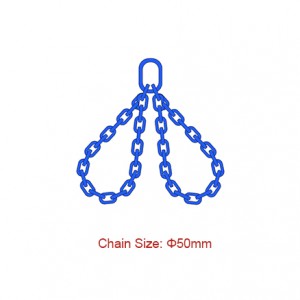 IBanga le-100 (G100) i-Chain Slings - i-Dia 50mm EN 818-4 iSilingi esingapheliyo Imilenze emibini