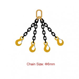 Eslingues de cadena de grau 80 (G80) - Eslinga de cadena de quatre potes EN 818-4 de 6 mm de diàmetre