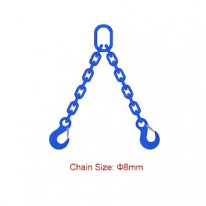 Eslingas de cadea de grao 100 (G100) - Diámetro 8 mm EN 818-4 Eslinga de cadea de dúas patas
