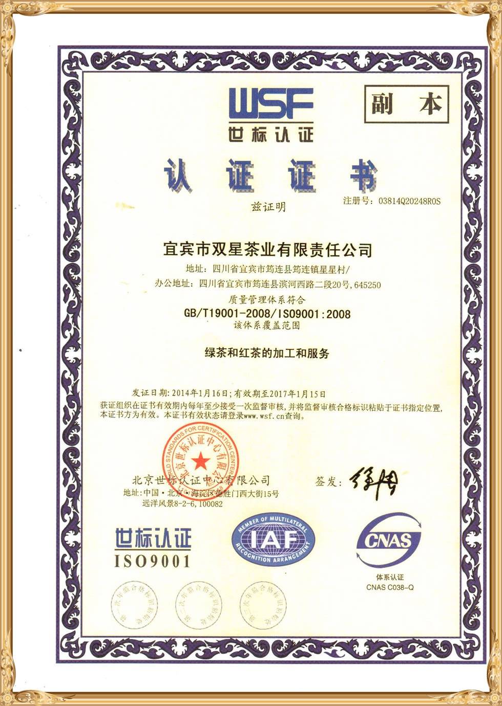 Tampilan sertifikat