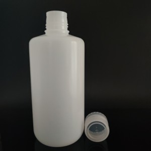 زجاجات كاشف بلاستيكية 1000 مل ، HDPE ، فم ضيق ، أبيض / بني