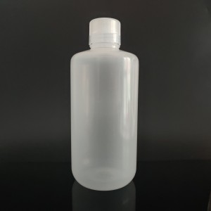 1000 ml plastmasas reaģenta pudeles, PP, šaura mute, caurspīdīga / brūna
