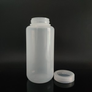 Bottiglie di reagenti di plastica da 1000 ml, PP, bocca larga, trasparenti / marroni