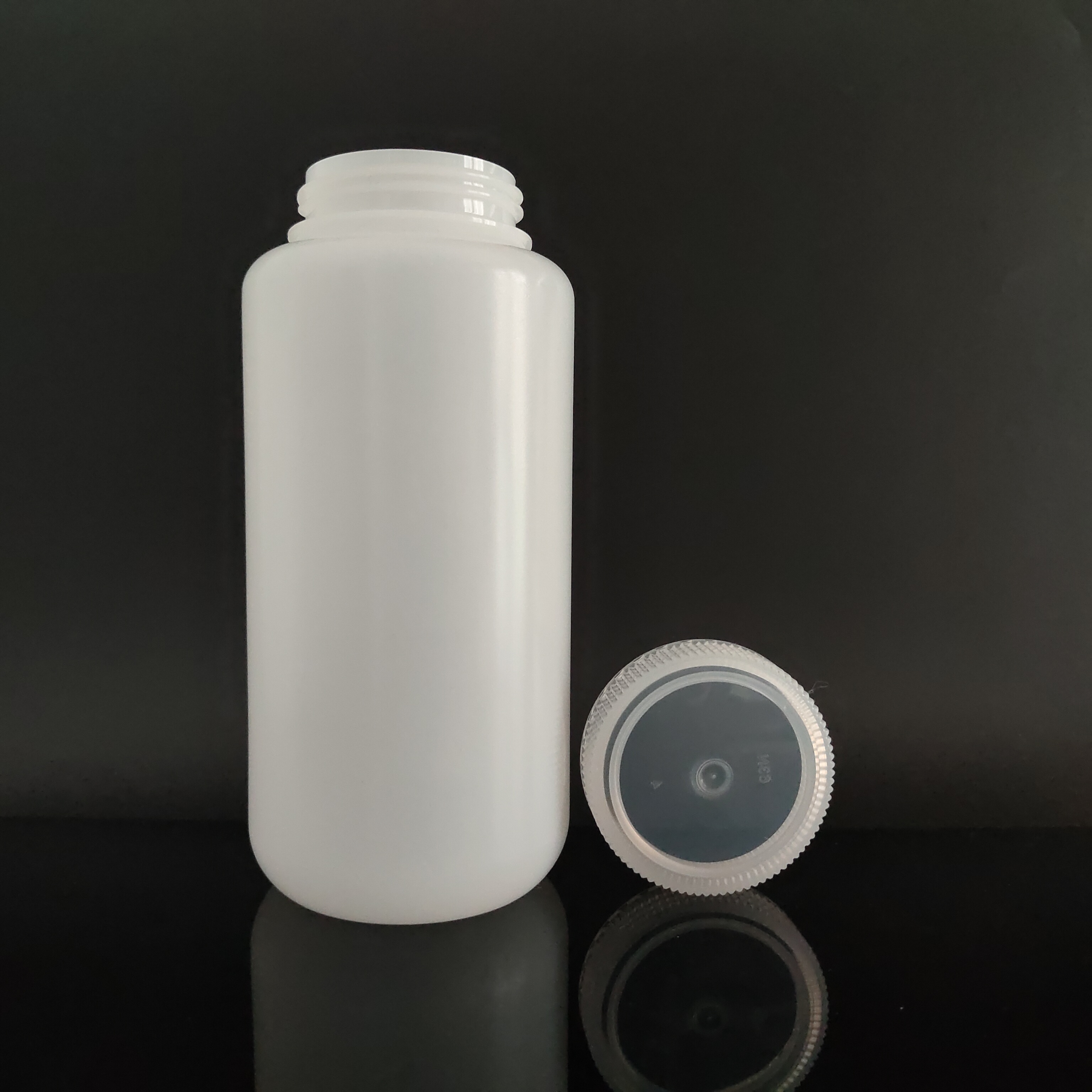 Flacons de réactifs en plastique de 1000 ml, HDPE, col large, blanc / marron
