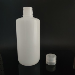 Botellas de reactivo de plástico de 1000 ml, HDPE, boca estrecha, blanco / marrón