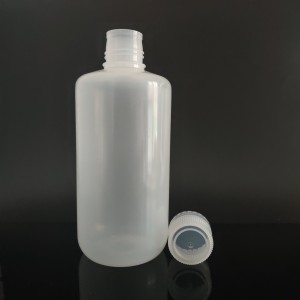 Ampolles de reactius de plàstic de 1000 ml, PP, boca estreta, transparent / marró