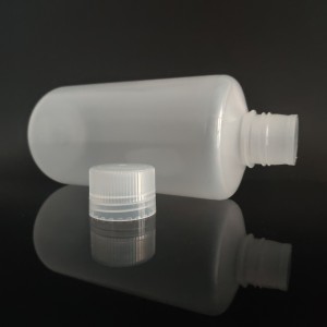 1000 ml plastmasas reaģenta pudeles, PP, šaura mute, caurspīdīga / brūna