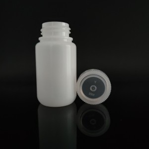 HDPE/PP plastic reagensflessen van 125 ml met brede opening, natuur/wit/bruin