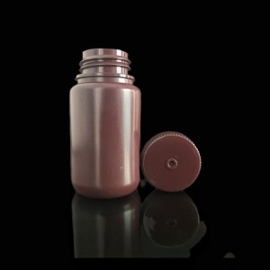 HDPE/PP plačios burnos 125 ml plastikiniai reagentų buteliai, natūralūs/balti/rudi